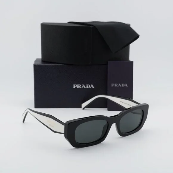 Prada PRB05S 09Q08Z Rectangle Sunglasses – Black\Dark Grey - Picture 5 of 10
